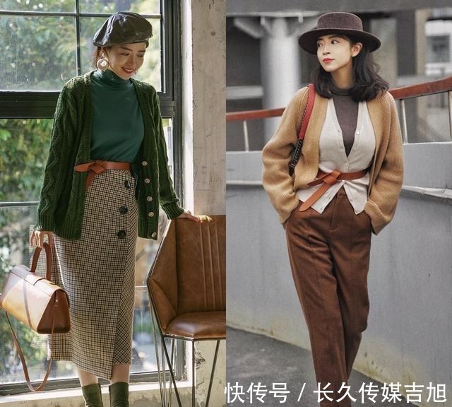 棕色系 秋冬的针织衫不用多,学三木的穿搭思路,温柔减龄又气质
