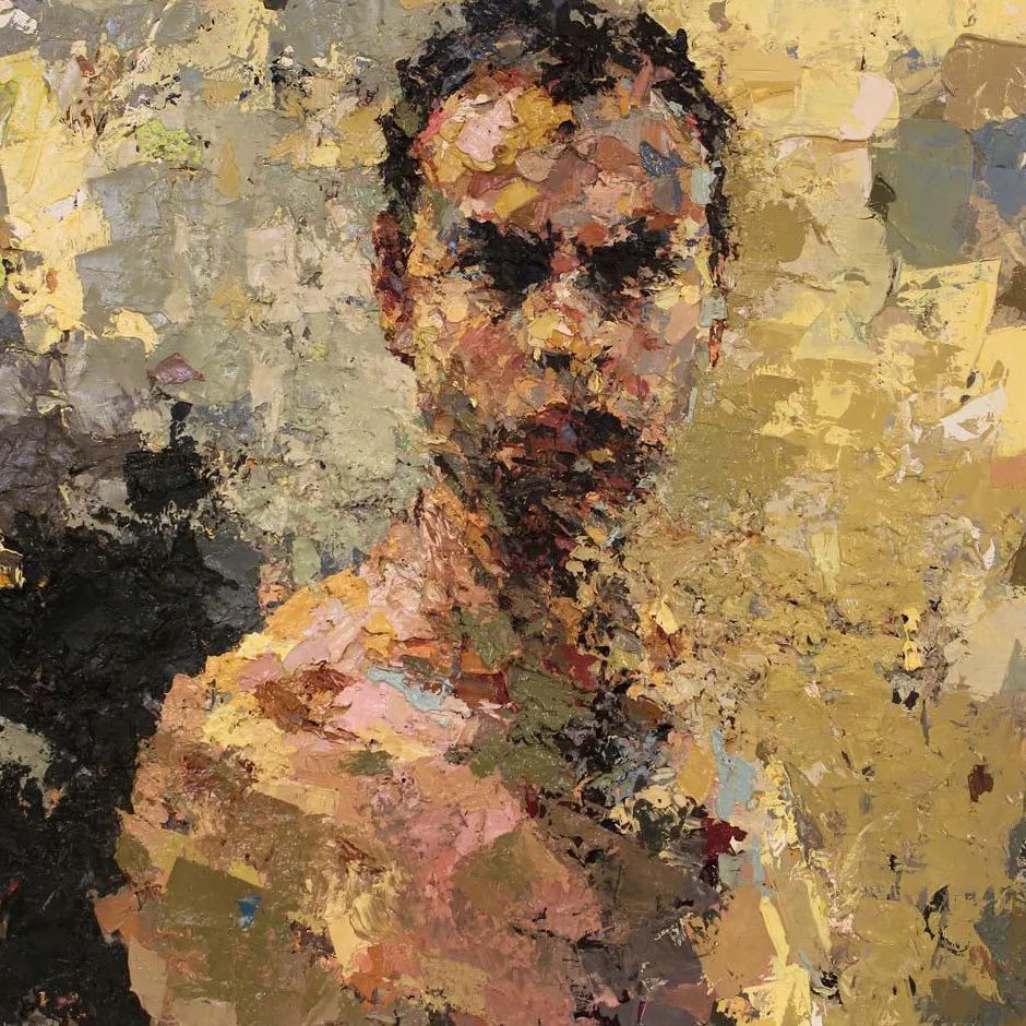 纹理&他将杂碎的色块,厚重的纹理,融于画中的人物