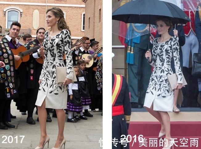 莱蒂齐亚王后 西班牙王后四次穿绣花大衣裙,换个发型搭配更贵气,太有范儿了!