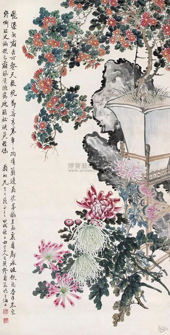 大中学$秋日赏菊——缪谷瑛菊花作品欣赏