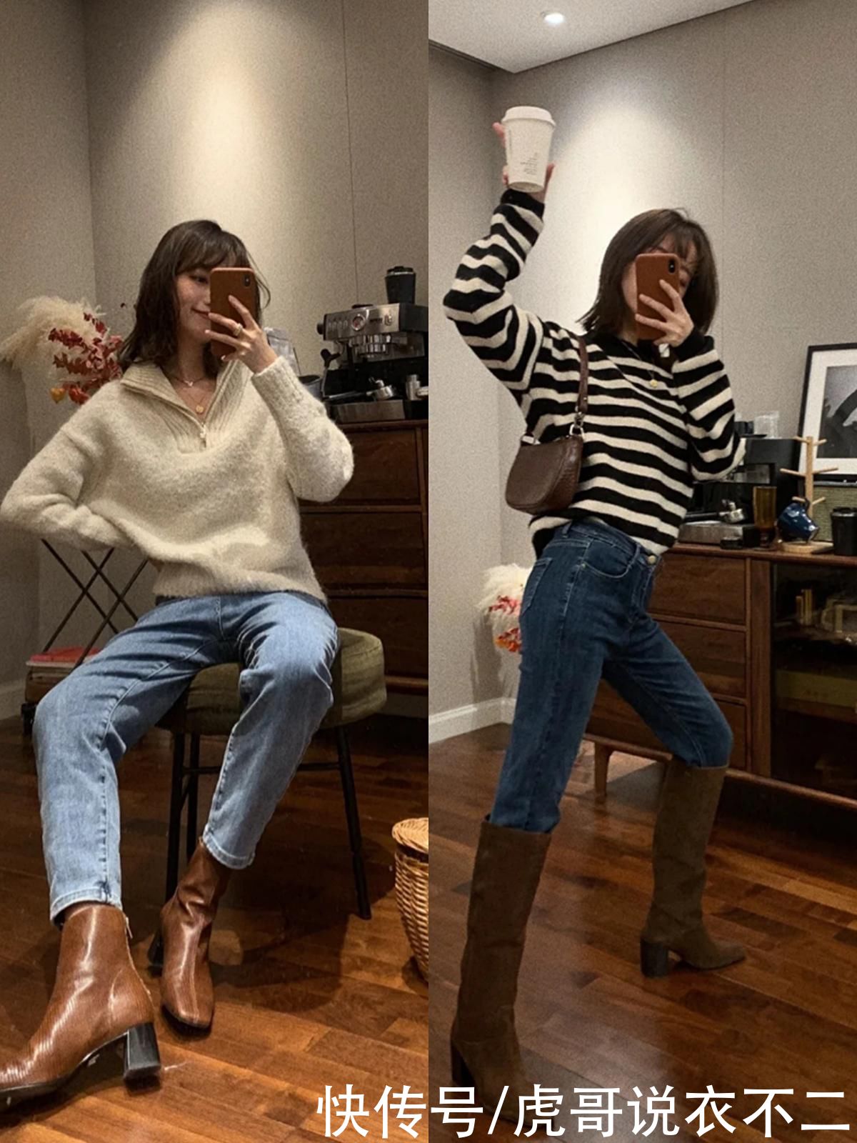 春季别总穿小脚牛仔裤了，法式牛仔裤正流行，一裤多穿时髦又高级