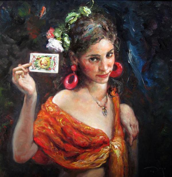 西班牙!千人一面的现代型美女;西班牙画家Jose Royo写实人物油画