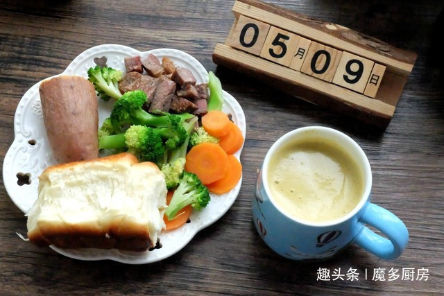 水煮西兰花|29天早餐分享,一人份,有荤有素有粗粮,自己做的早餐就是香