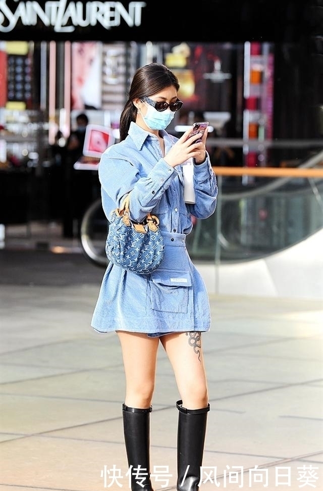  英姿飒爽|街拍：夏日高筒靴美女，双倍的英姿飒爽