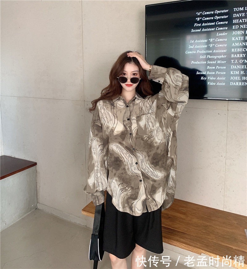 色系 秋季港风长袖衬衫,复古拽姐风情,让人心动的瞬间