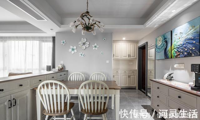 沙发|90平小三室，沙发不靠墙后面砌个矮柜，隔断餐厅，卫生间隔断巧妙