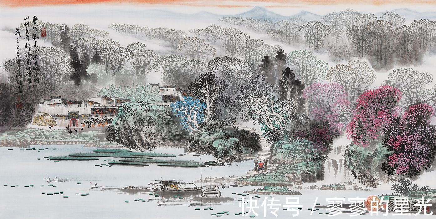山水画!诸明山水画 画面传神而秀雅 经典地再现了江南水乡的艺术美感