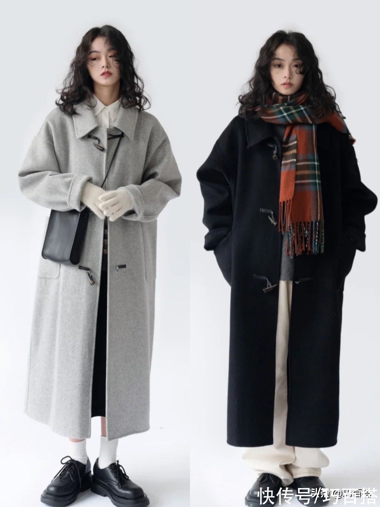 大衣|羽绒服大衣怎样穿不显臃肿？层次感是关键，上身简约高级气场足