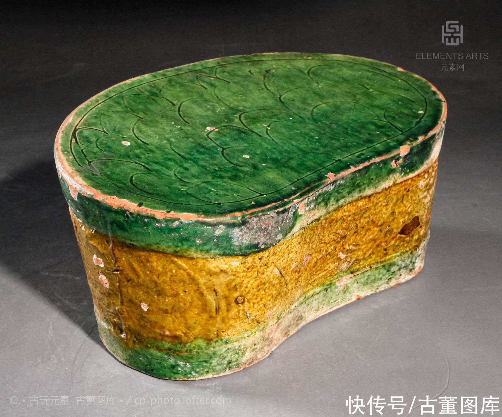  三彩|宋磁州窑三彩腰形枕