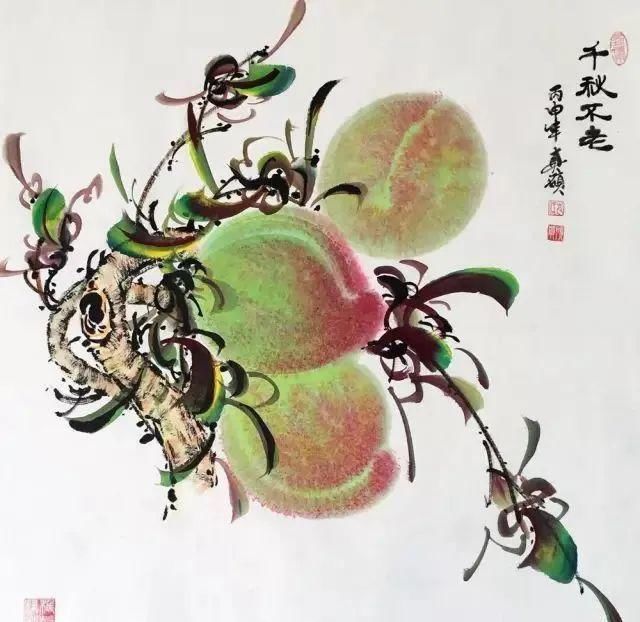 甜香|一起来欣赏国画里的蜜桃，娇艳溢甜香