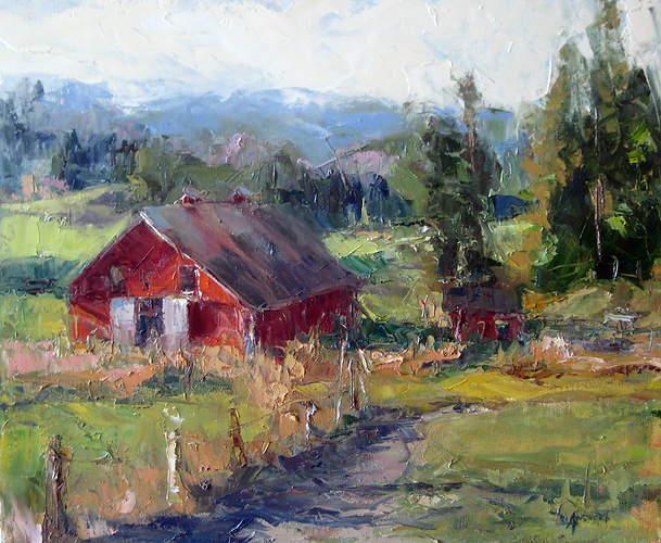 塔尔萨大学&窗外的景色 浓郁的色彩，戴安娜·恩斯沃思的风景油画