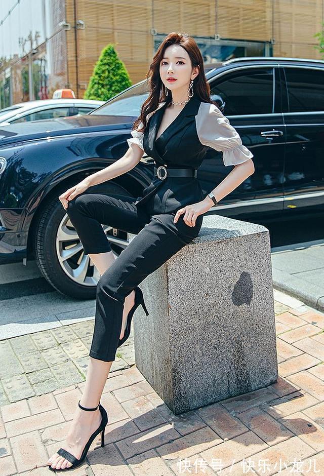 时尚|时尚气质的小西装搭配休闲直筒的小脚九分裤,穿出时尚气质