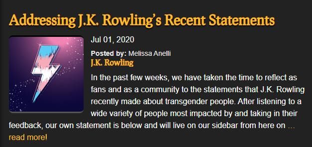 哈利波特全员庆祝20周年,JK罗琳因声援反跨性别言论被排除在外