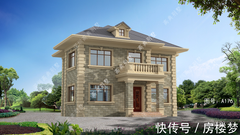 别墅|这款两层欧式别墅,色彩清新淡雅,富有清新文艺气息。