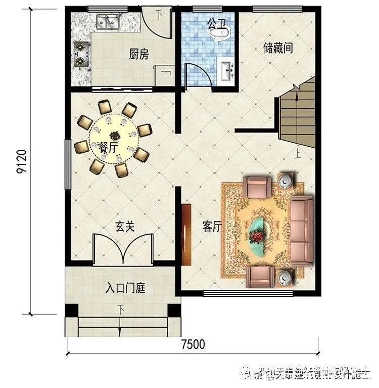 露台|四川自贡三层新中式风格别墅 小面宽设计 三层带大露台双拼别墅