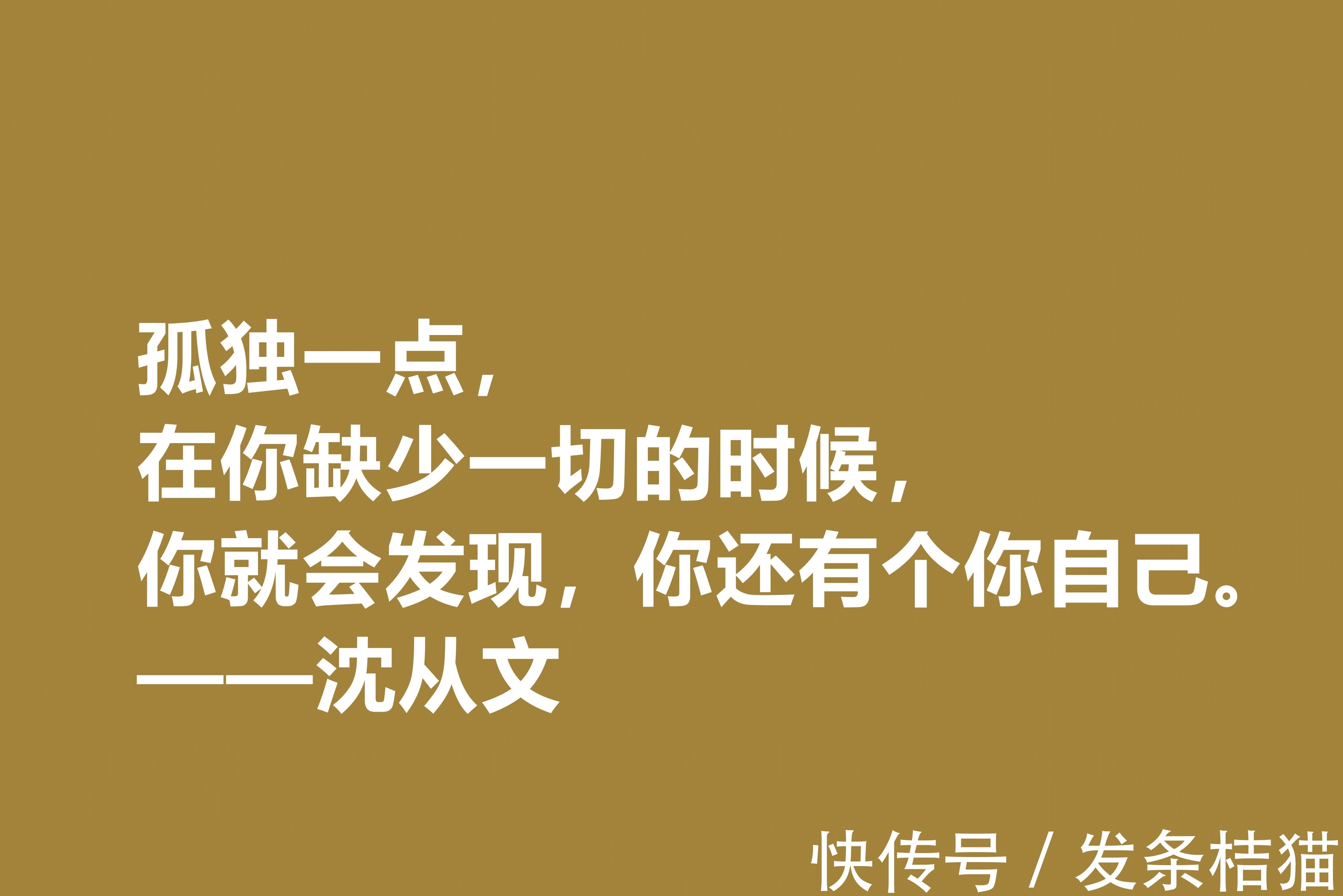 小说$深爱沈从文的小说，细品他十句格言，文化底蕴深厚，凸显其人生观