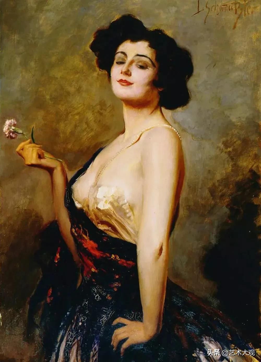 欧洲&风韵迷人的欧洲女郎德国画家利奥波德人物油画欣赏