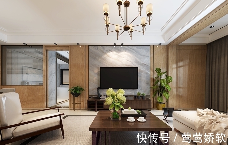 大理石|96平现代风,大理石+原木的搭配原来可以这么美!