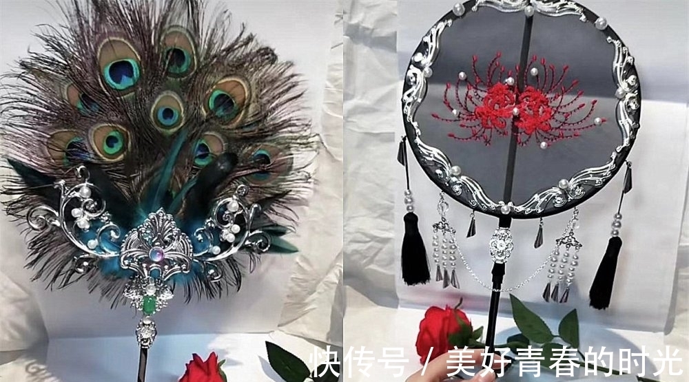 古风|古风“一见钟情”团扇,看到黑色“孔雀开屏”,网友:礼貌问价!
