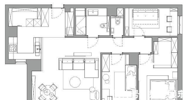 木格栅|108㎡现代简约风三室装修,用这样的木格栅做隔断,好美呀
