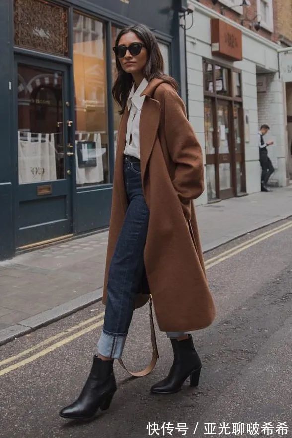 直筒裤 九分裤+短靴=入冬最潮搭配套路,显瘦显高帅翻天!
