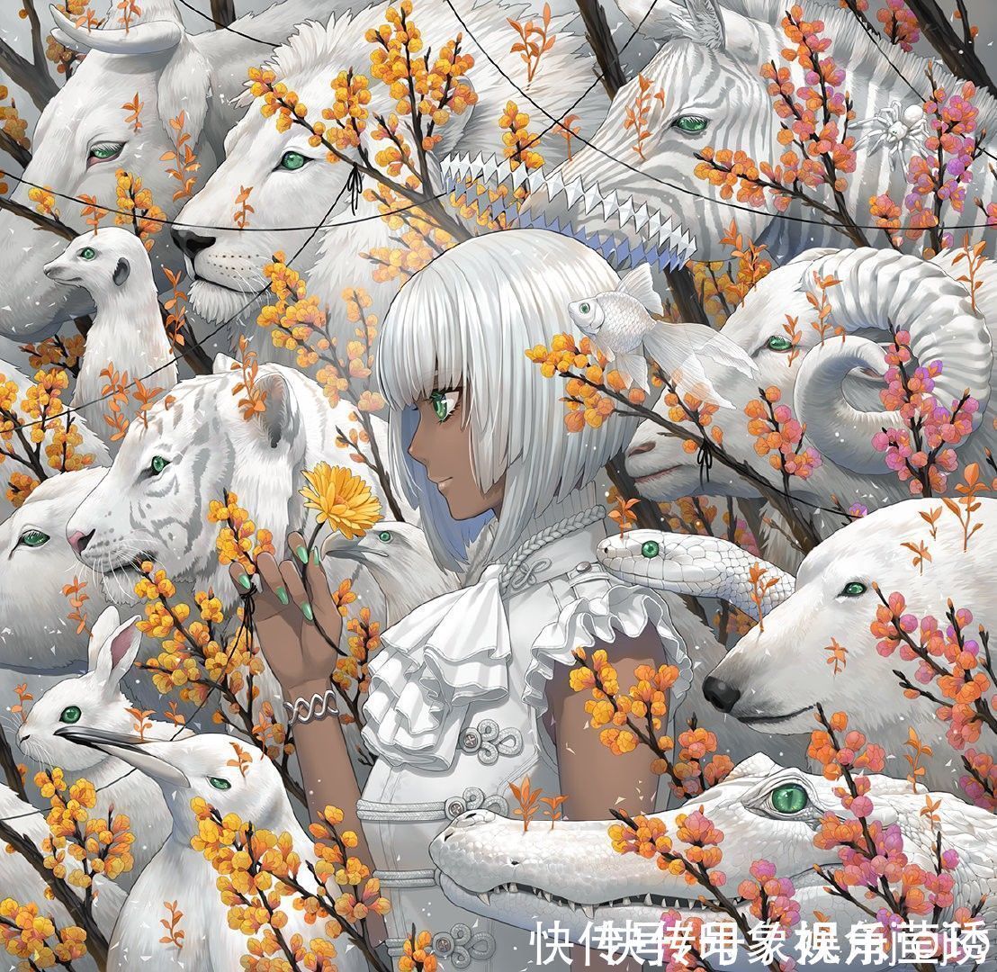 jiojio&五彩斑斓的白色系插画,霸气的画风,细节满满