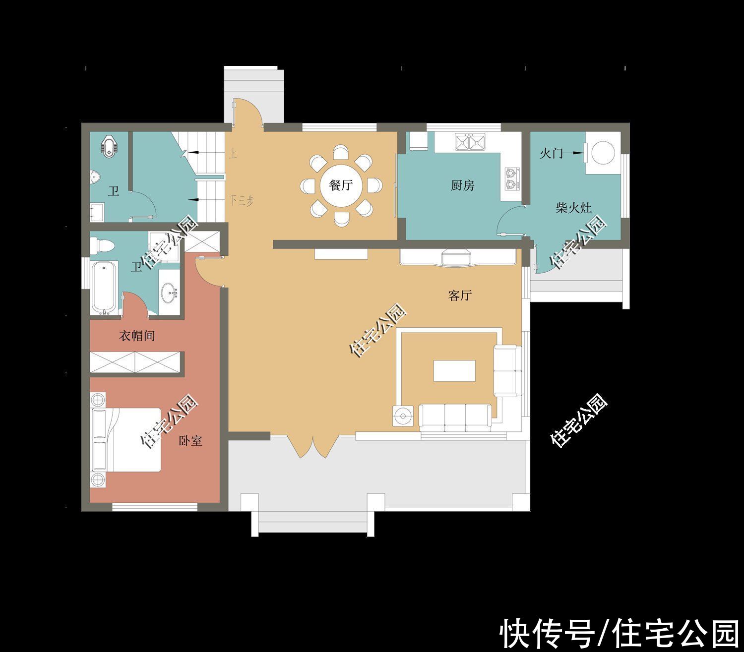 占地面积|10套柴火灶户型推荐，实用性不输城里小区房，尤其是第6套太美了