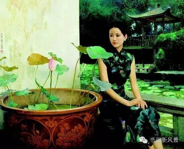 旗袍|油画中的旗袍美女，典雅端庄，极富东方韵味