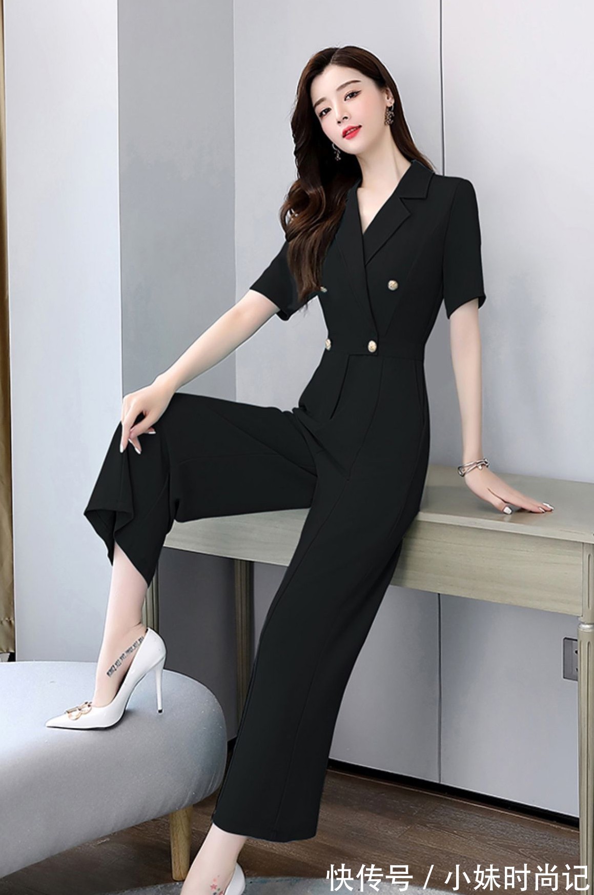 气质|垂感十足的阔腿连体裤,女神气质