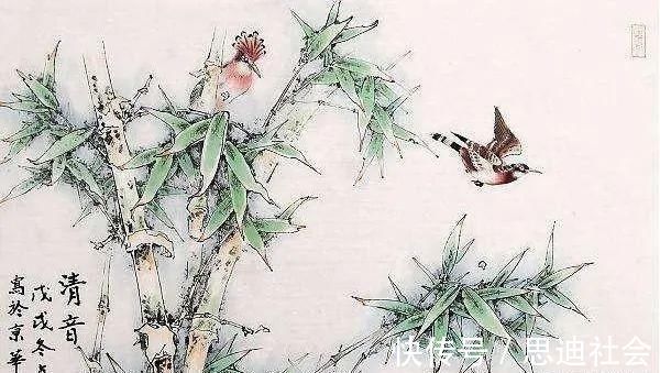 画法$国画中竹显气节,其画法并不局限于水墨,彩墨竹子别有韵味