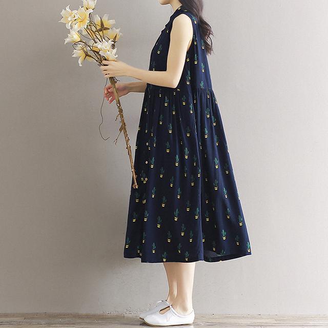 文艺|中式改良旗袍裙,棉麻材质、宽松A字版型,小清新风格