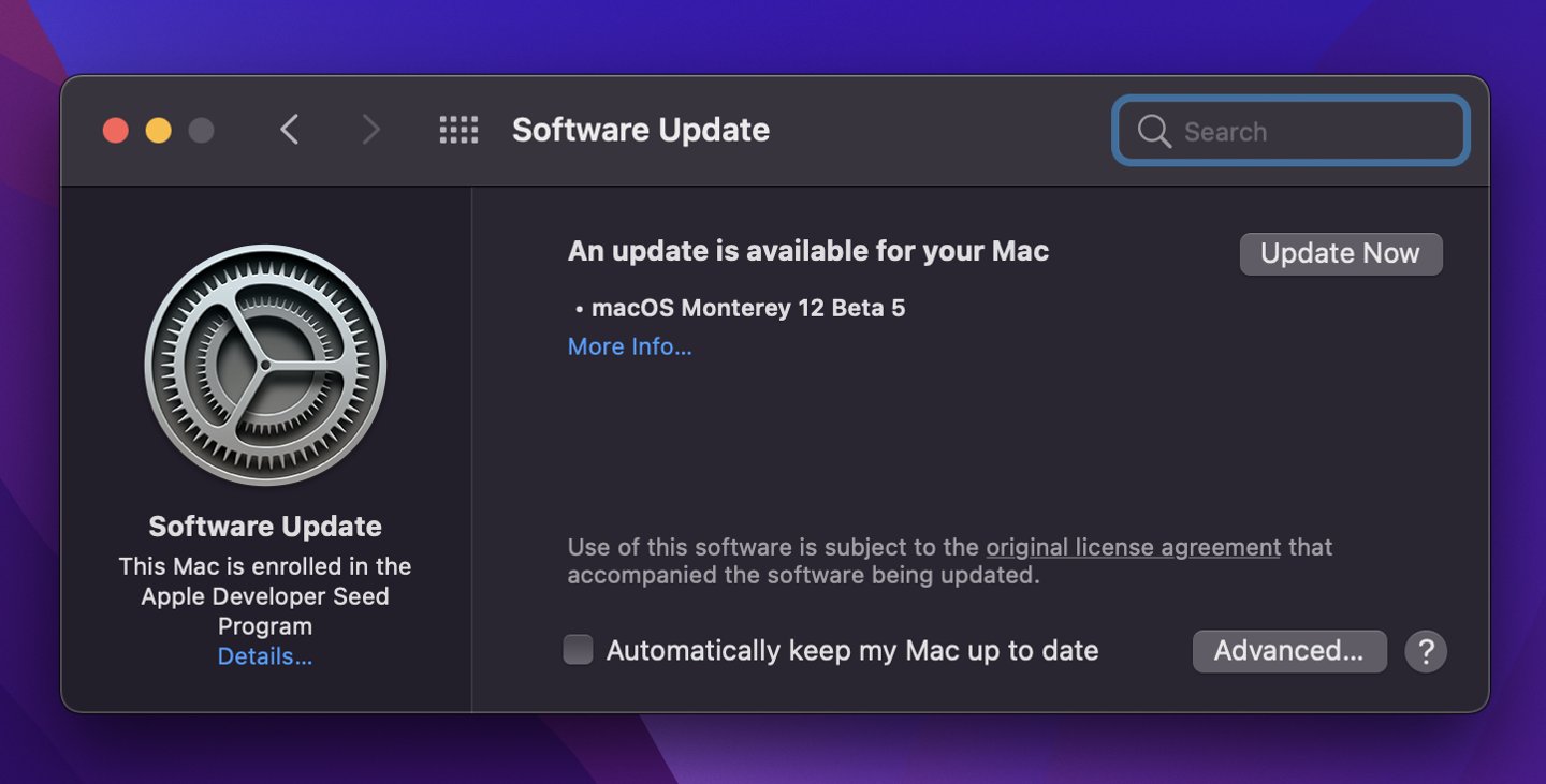 苹果|苹果 macOS Monterey 12 开发者预览版 Beta 5 发布