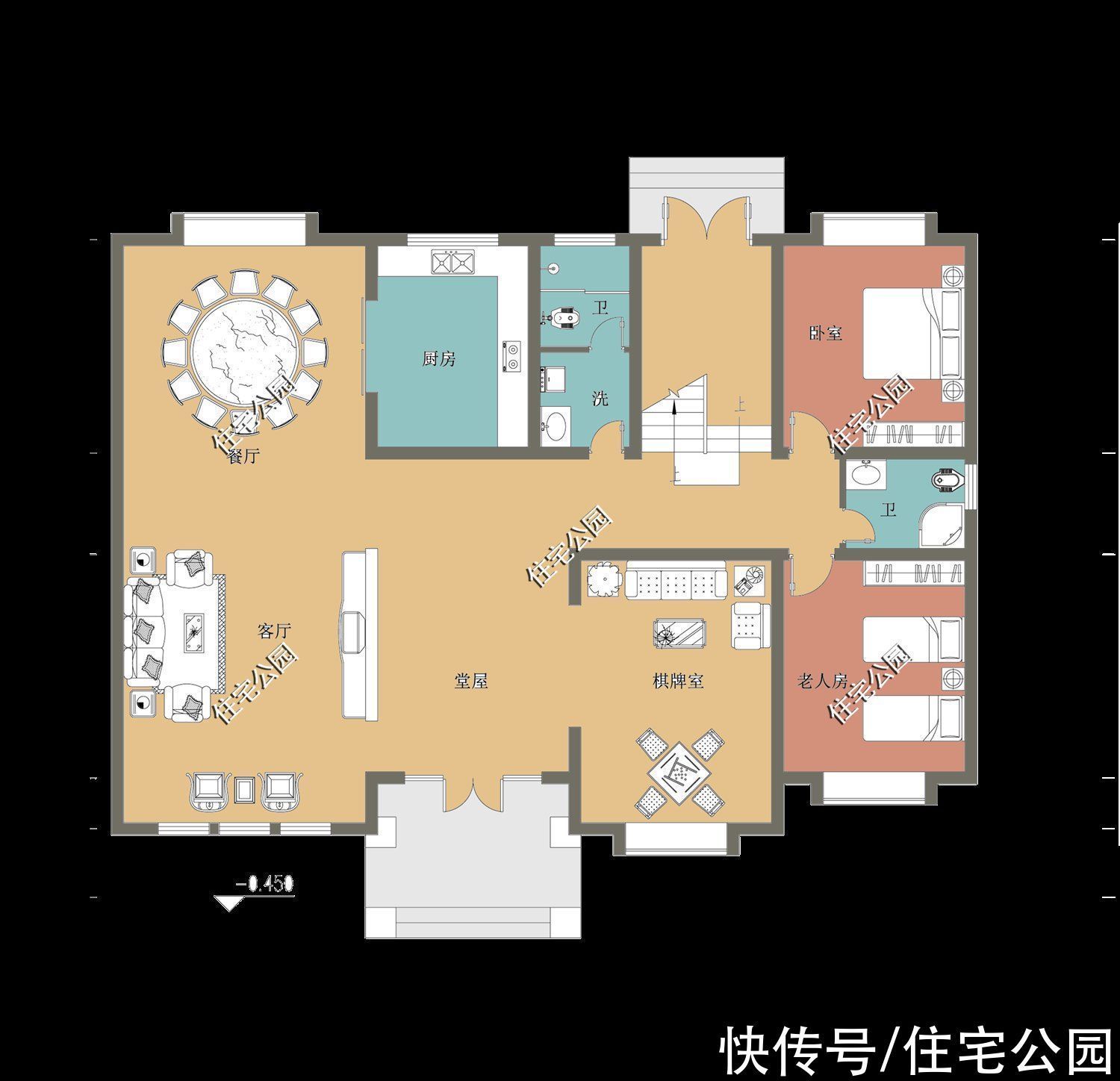 户型|10套带堂屋的户型,占地面积都不大,网友:这才是适合农村的房子