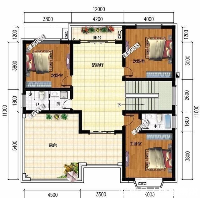 外墙面|4栋12×11米农村别墅，前三栋客厅挑空设计，两层也够大气！