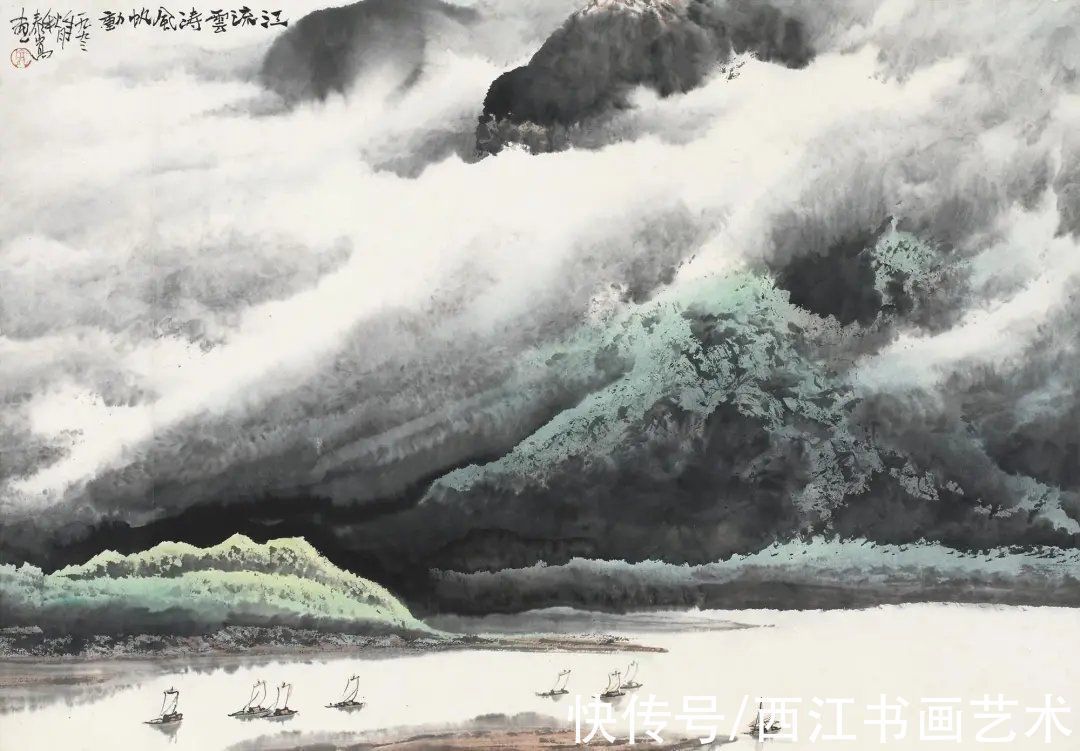 绿野秀岩#春晚绿野秀 岩高白云屯：这位岭南派画家笔下的云山雾海，厉害了