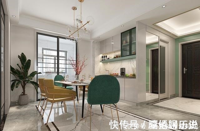 现代|140平米现代轻奢风格,鞋柜柜体做薄荷绿,一入户就被惊艳到了!