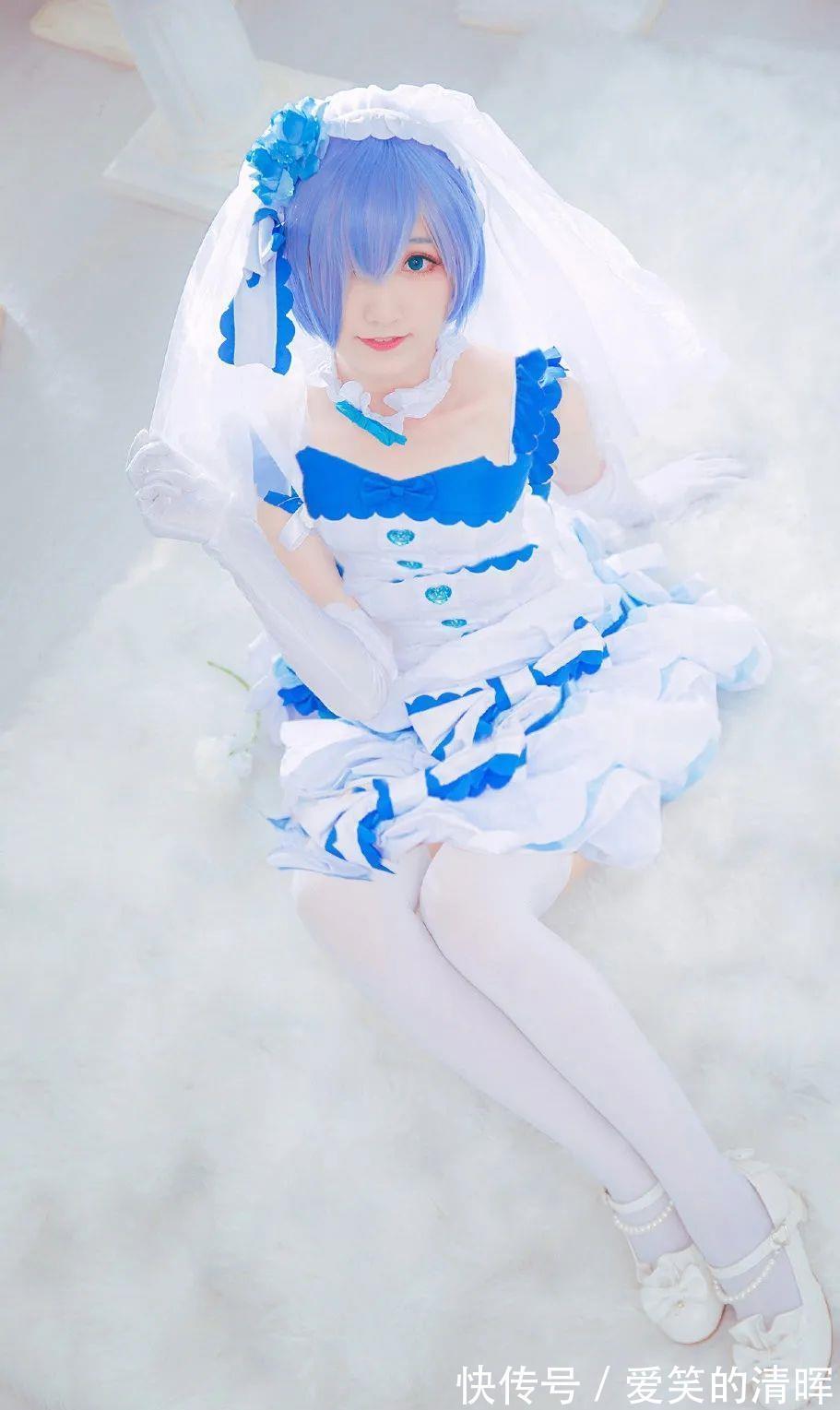 雪华|cos:纯白婚纱蕾姆cos正片@纸牌儿