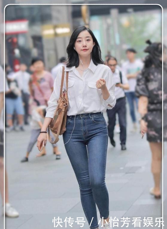 时髦|衬衣配牛仔裤,美女穿出时髦,休闲风