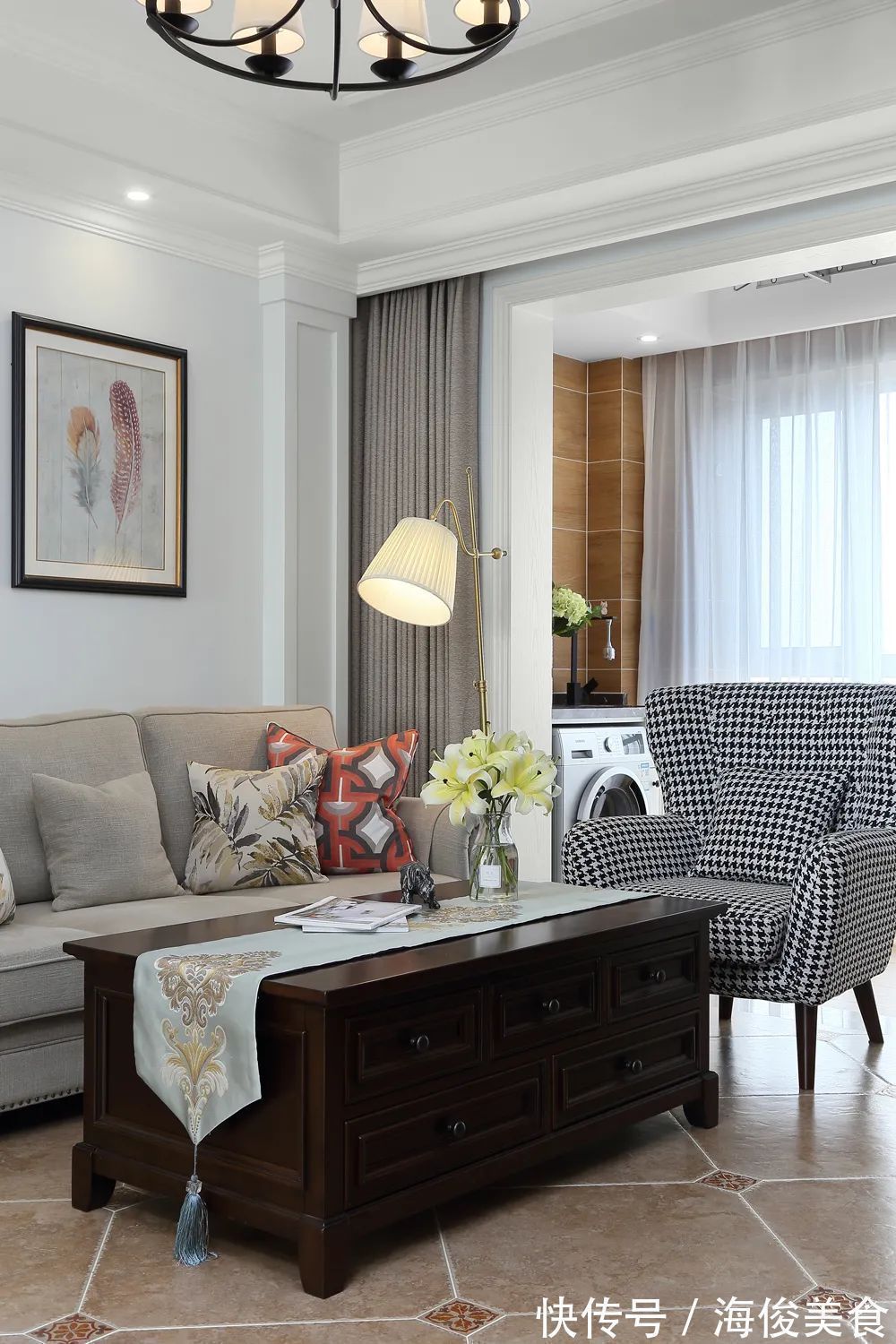 美式|127㎡现代美式,安静优雅的空间,成熟+浪漫的布置,稳重舒适