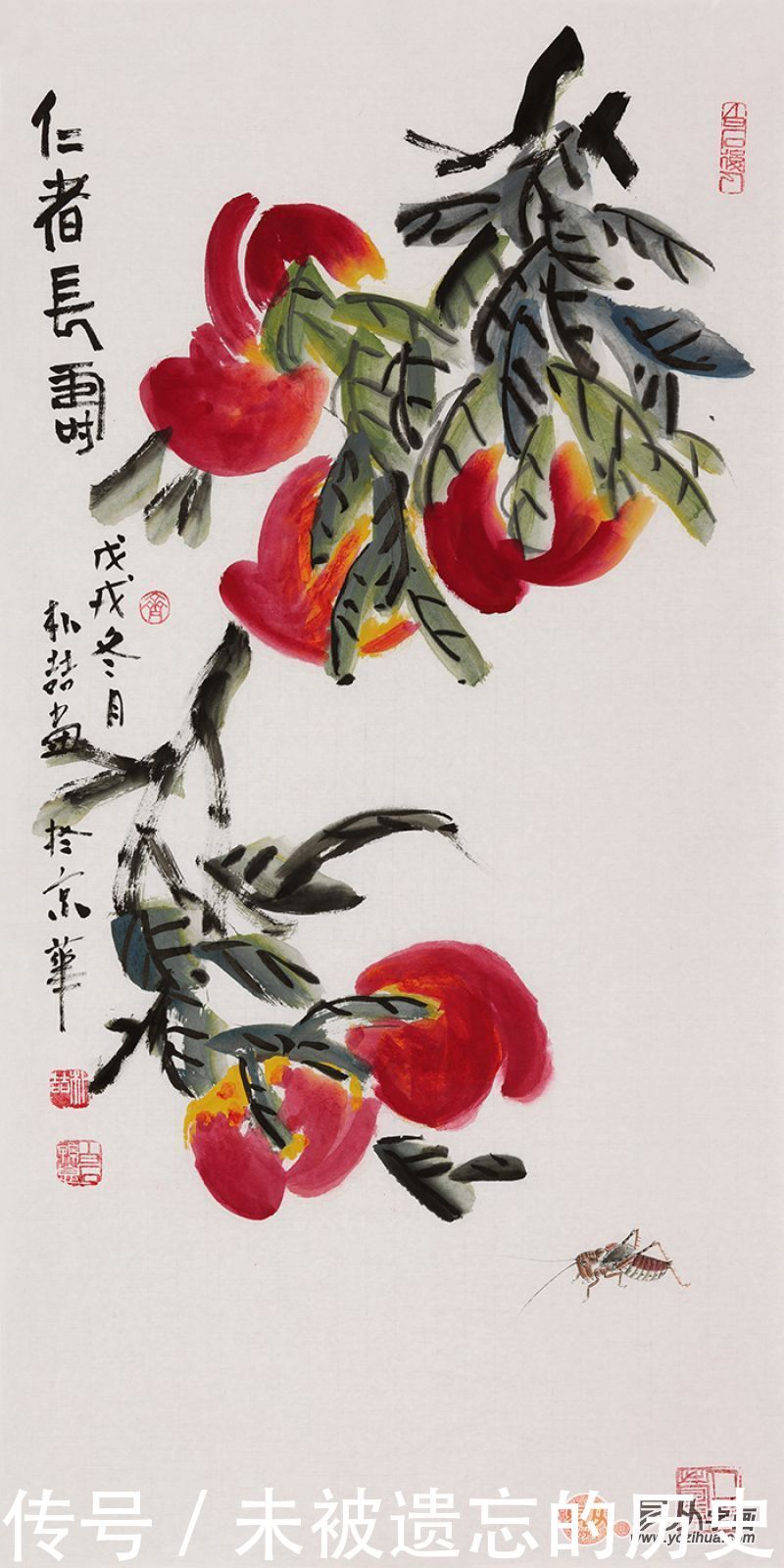 中国画赏析:齐白石孙媳朴喆作品 寓意长寿的国画桃