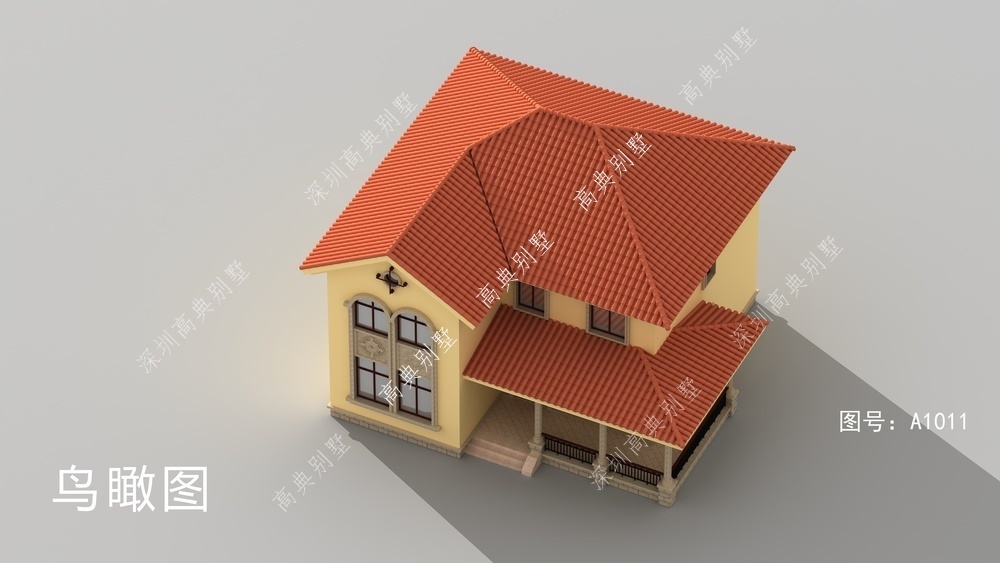 两层|这款欧式两层别墅,采用红色坡屋顶,象征着日子红红火火。