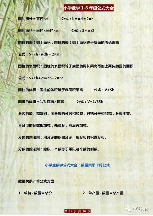 公式|老校长力荐：数学“万能公式表”！贴墙上让孩子背，6年名列前茅