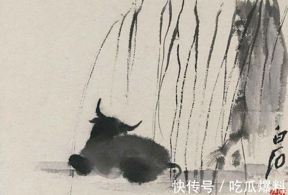 齐白石!齐白石画牛被打脸,画牛像画猪卖12万,弟子添几笔后,卖了7751万