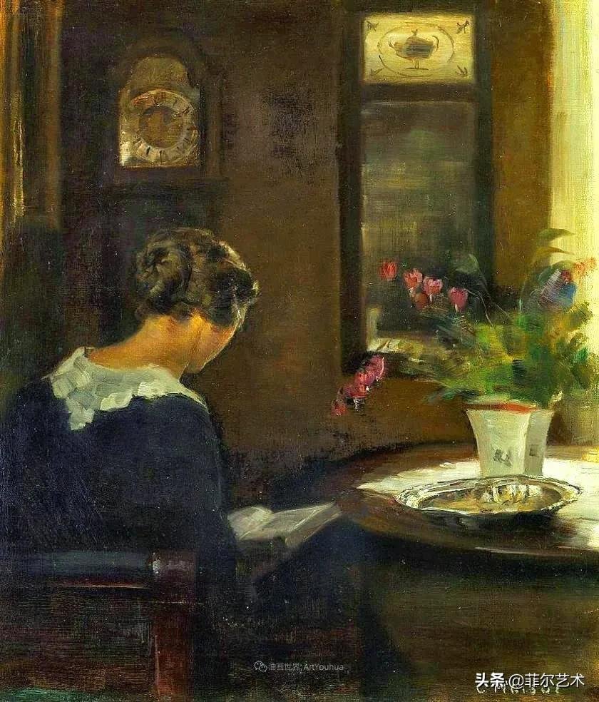 kol|丹麦画家卡尔·维尔赫姆笔下油画里安静的女子,奇妙的光影