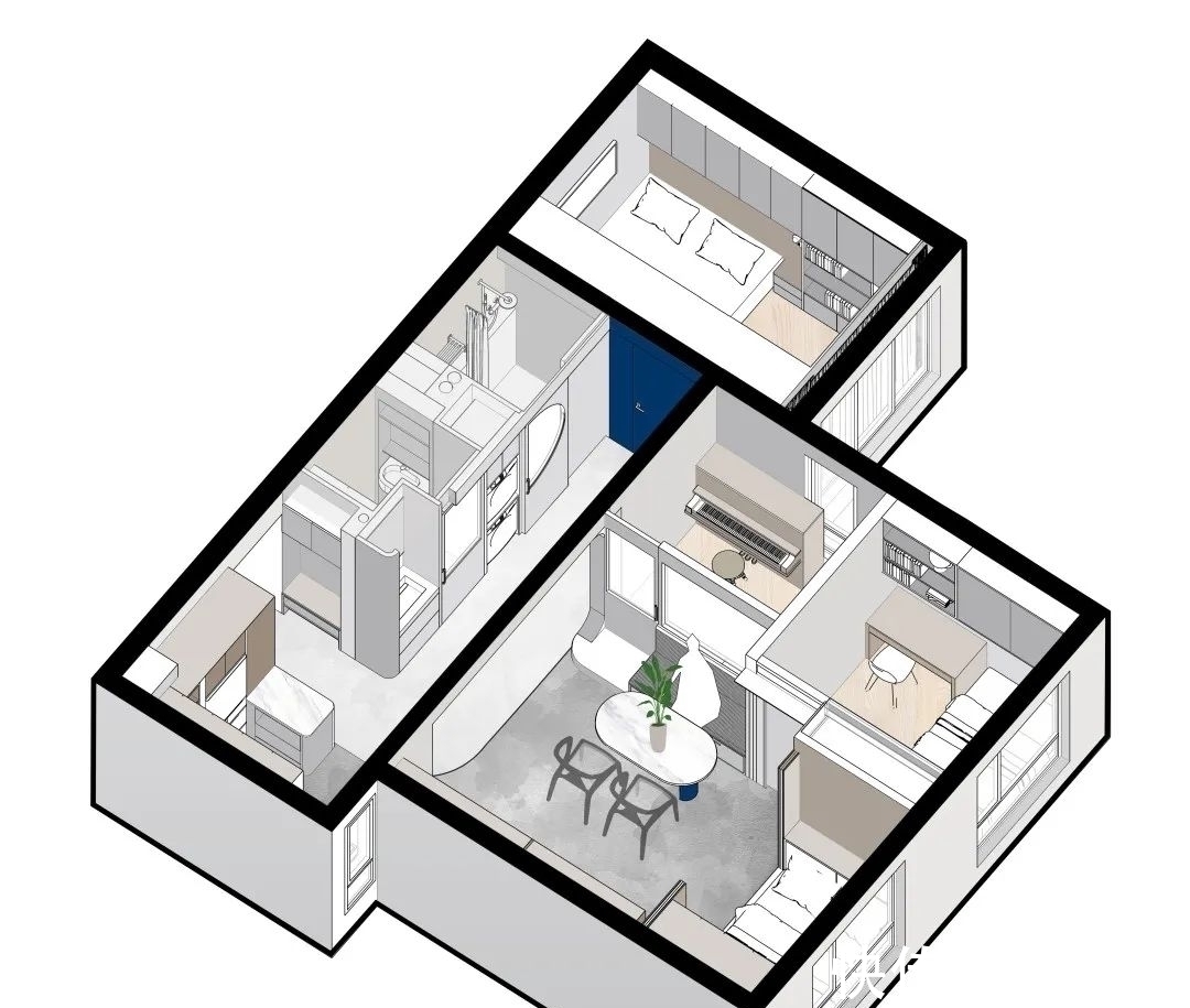 音乐|在66㎡小家里帮三代人实现音乐梦,这个设计太酷了!
