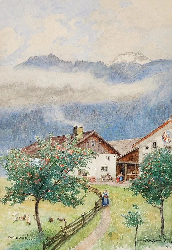 爱雨果!奥地利艺术大师,爱雨果·查勒蒙特的油画作品很清新自然!