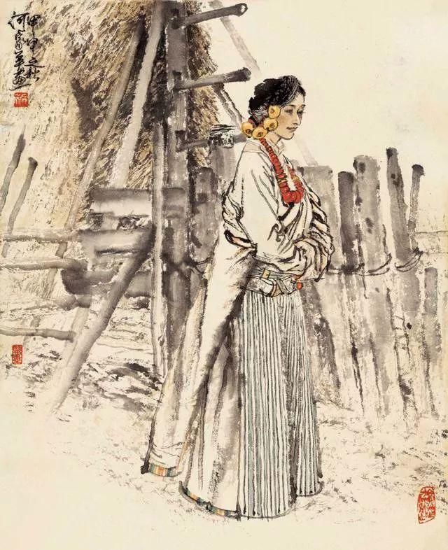 工笔画|国画:何家英画笔下的怜怜女儿态,不同寻常的美感!