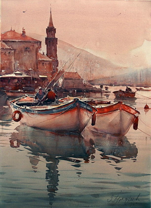 水彩画!水染的建筑与街道,塞尔维亚水彩画大师Dusan Djukaric作品(一)