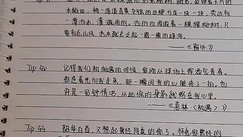 学生“鲸落体”字迹走红，字体干净利落，老师看后竖起了大拇指