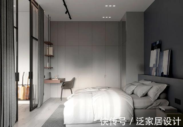 客厅|65㎡精致一居室公寓,灰色调高级到爆炸